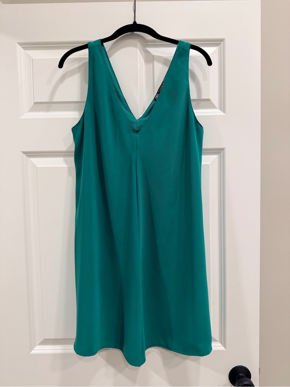 Zara Kelly Green V-Neck Swing  Dress